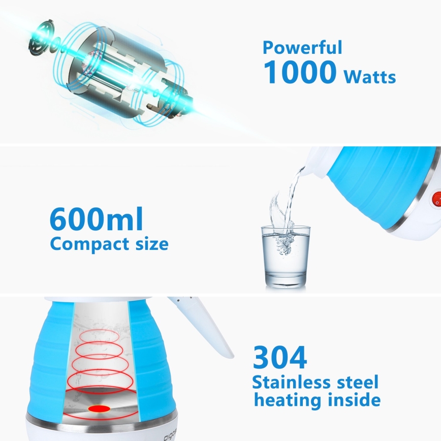 Aigostar - Bollitore da viaggio 600ml 1000W/230V