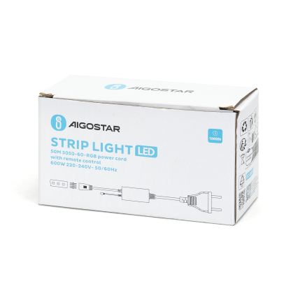 Aigostar - Câble d'alimentation pour ruban LED RGB 1000W/230V avec télécommande