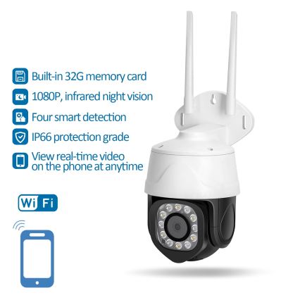 Aigostar - Caméra extérieure connectée 1080p 230V Wi-Fi IP66