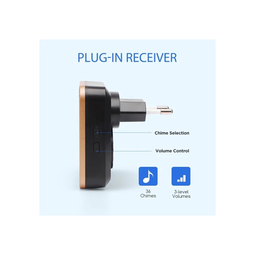 Aigostar - Campanello con presa wireless 230V nero