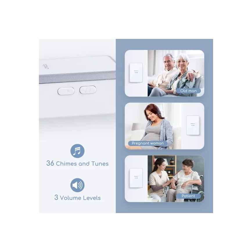 Aigostar - Campanello wireless 3xAA IP44 bianco/argento