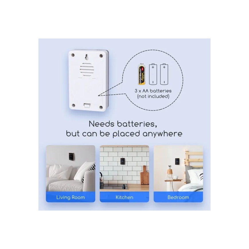 Aigostar - Campanello wireless 3xAA IP44 bianco/argento