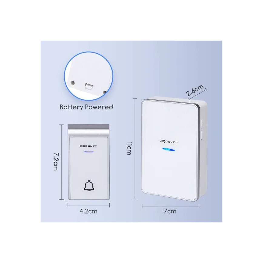Aigostar - Campanello wireless 3xAA IP44 bianco/argento