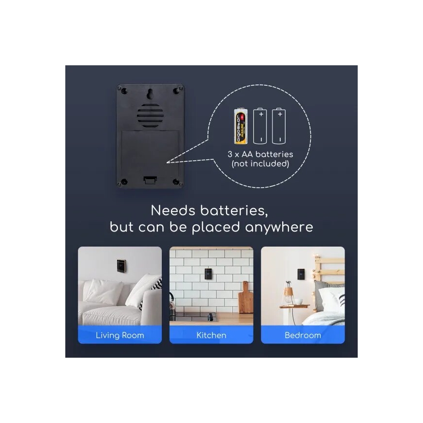 Aigostar - Campanello Wireless 3xAA IP44 nero/rame