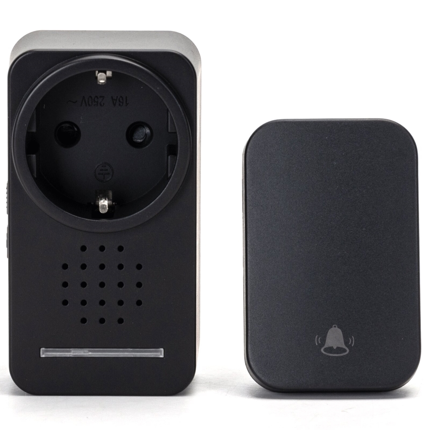 Aigostar - Campanello wireless con spina integrata 1Z 230V IPX4 nero