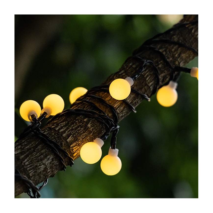 Aigostar - Catena decorativa solare a LED 50xLED/8 funzioni 12m IP65 bianco caldo