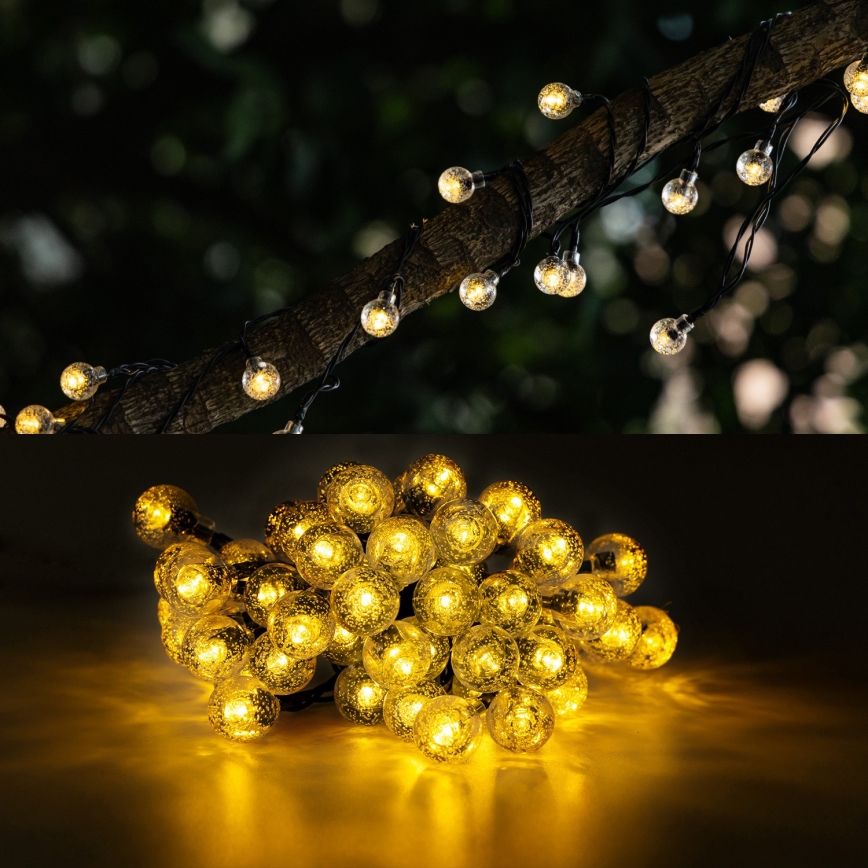 Aigostar - Catena decorativa solare a LED 50xLED/8 funzioni 12m IP65 bianco caldo