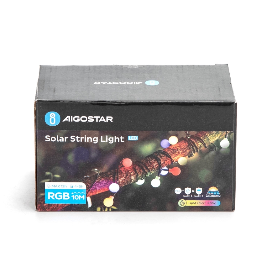 Aigostar - Catena decorativa solare a LED 50xLED/8 funzioni 12 m IP65 800 mAh multicolore