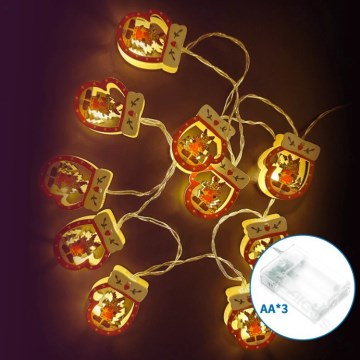 Aigostar - Catena di Natale a LED 20xLED/3xAA 3m bianco caldo guanti