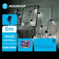 Aigostar - Catena di Natale solare a LED 10xLED/8 funzioni 6,5m 500 mAh IP65 bianco freddo