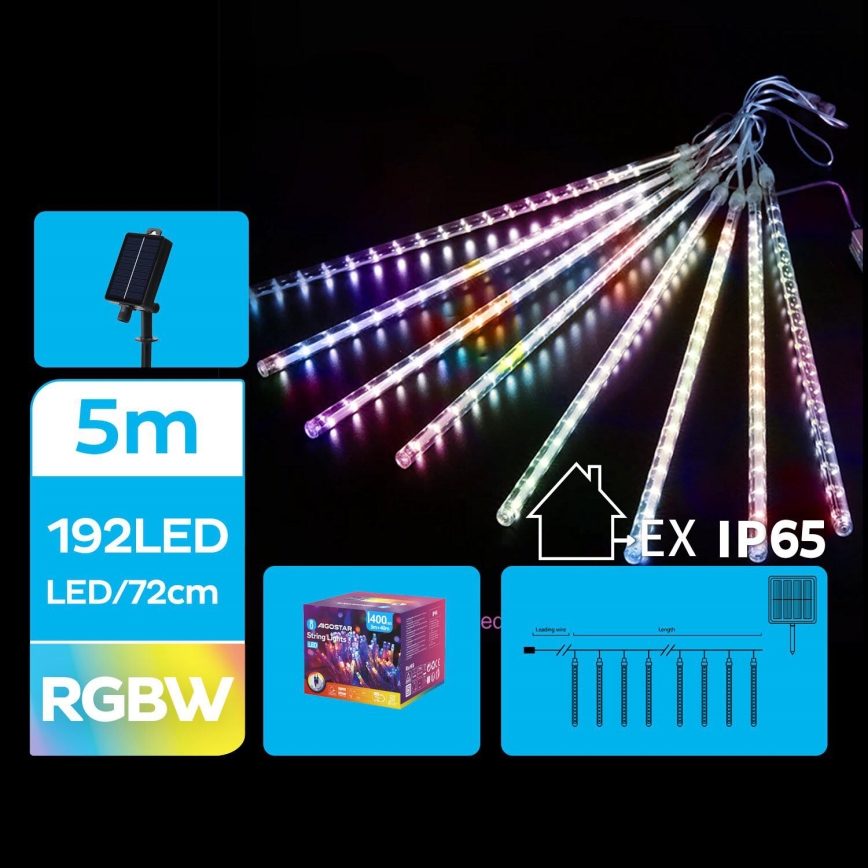 Aigostar - Catena di Natale solare a LED 192xLED/8m IP65 1200 mAh multicolore