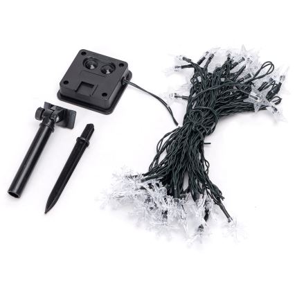 Aigostar - Catena di Natale solare a LED 50xLED/8 funzioni 12m IP65 bianco caldo