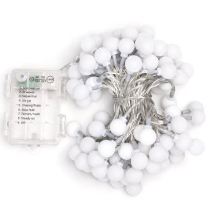 Aigostar - Catena LED natalizia da esterno 100xLED/3xAA/8 funzioni 10,3 m IP44 bianco freddo