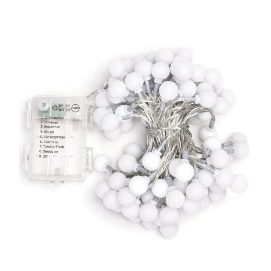 Aigostar - Catena LED natalizia da esterno 100xLED/3xAA/8 funzioni 10,3 m IP44 bianco freddo