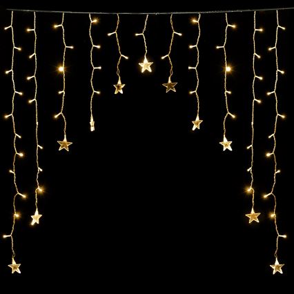 Aigostar - Catena luminosa a LED per esterni, 168 LED, 8 modalità, 3 x 1,5 m, IP44, bianco caldo a forma di stelle