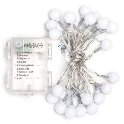 Aigostar - Catena LED natalizia da esterno 25xLED/3xAA/8 funzioni 2,8 m IP44 bianco freddo