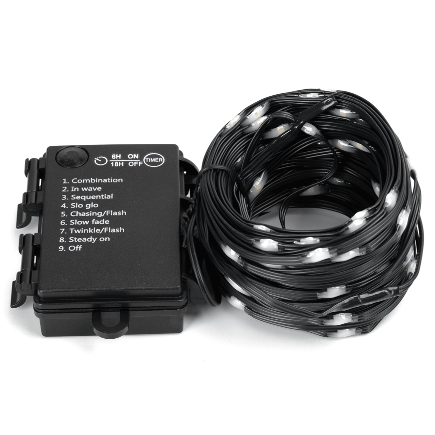 Aigostar - Catena luminosa LED da esterno per Natale 150xLED/8 funzioni/3xAA 15,3m IP44 bianco freddo