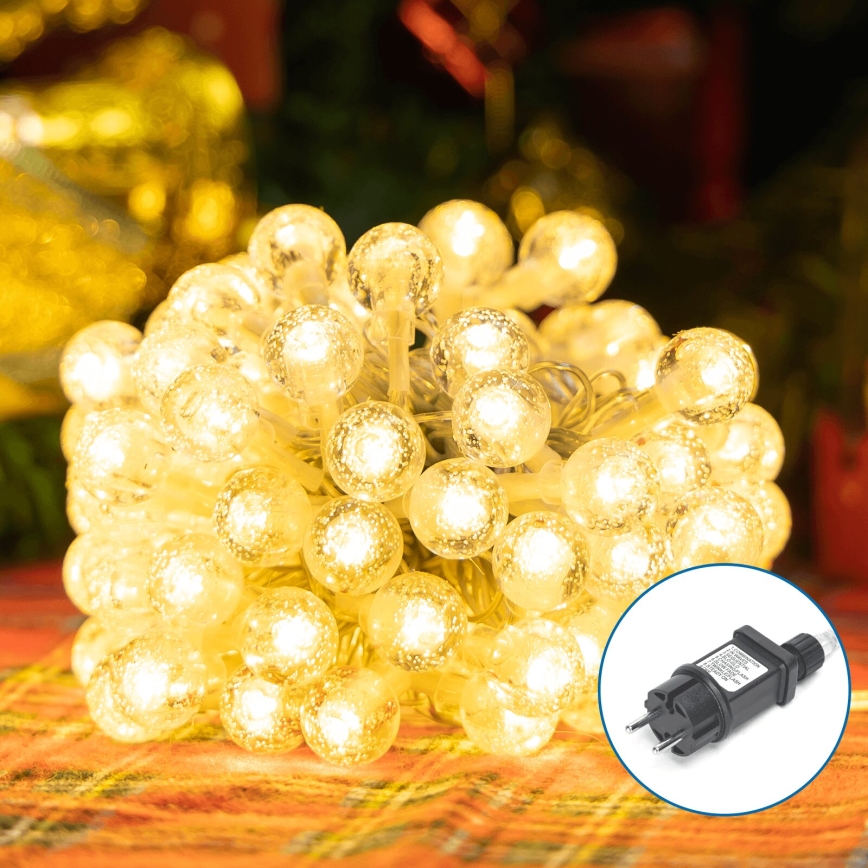 Aigostar - Catena LED natalizia da esterno 100xLED/8 funzioni 13m IP44 bianco caldo