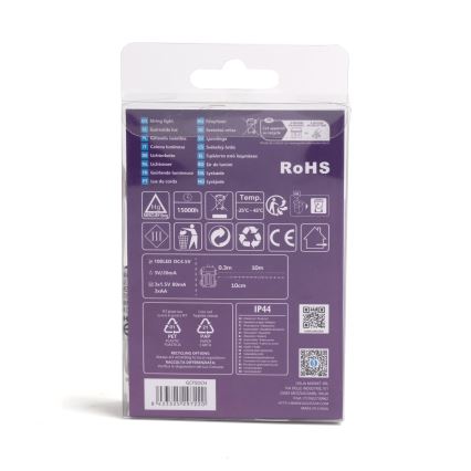Aigostar -Catena LED natalizia da esterno 100xLED/8 funzioni 3xAA 10,3m IP44 bianco caldo