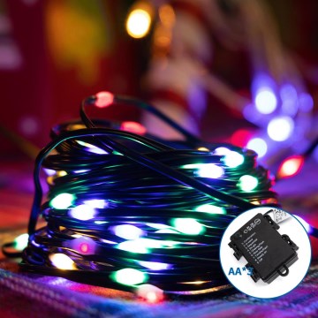 Aigostar -Catena LED natalizia da esterno 150xLED/8 funzioni 3xAA 15,3m IP44 multicolore