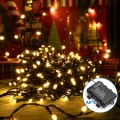 Aigostar - Catena LED natalizia da esterno 200xLED/8 funzioni 3xAA 10,3m IP44 bianco caldo