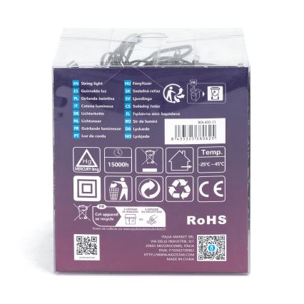 Aigostar - Catena LED natalizia da esterno 400xLED/8 funzioni 23m IP44 bianco caldo