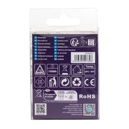 Aigostar - Catena LED natalizia da esterno 50xLED/8 funzioni 3xAA 5,3m IP44 bianco caldo