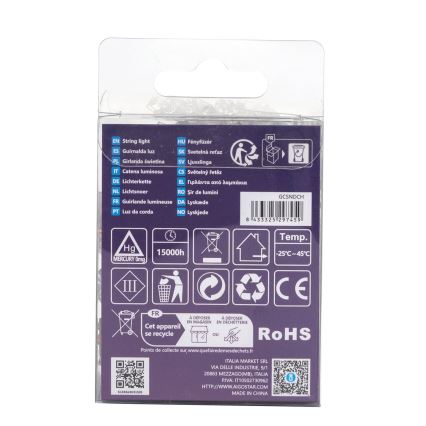 Aigostar - Catena LED natalizia da esterno 50xLED/8 funzioni 3xAA 5,3m IP44 multicolore