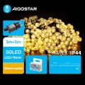 Aigostar - Catena LED natalizia da esterno 50xLED/8 funzioni 8m IP44 bianco caldo