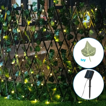 Aigostar - Catena LED solare 102xLED/2x0,7m IP65 bianco caldo ivy