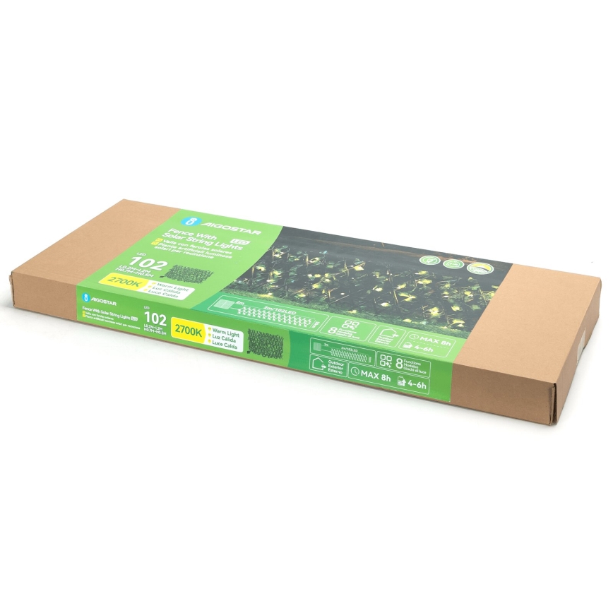 Aigostar - Catena LED solare 102xLED/2x0,7m IP65 bianco caldo ivy