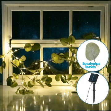 Aigostar - Catena LED solare 110xLED/4m IP65 bianco caldo eucalipto
