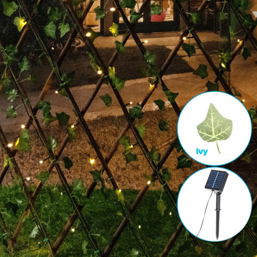 Aigostar - Catena LED solare 148xLED/2x1,2m IP65 300 mAh bianco caldo ivy