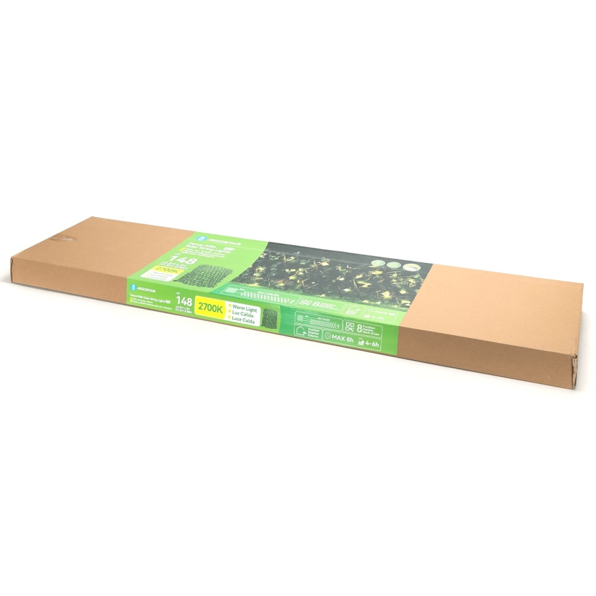 Aigostar - Catena LED solare 148xLED/2x1,2m IP65 bianco caldo ivy
