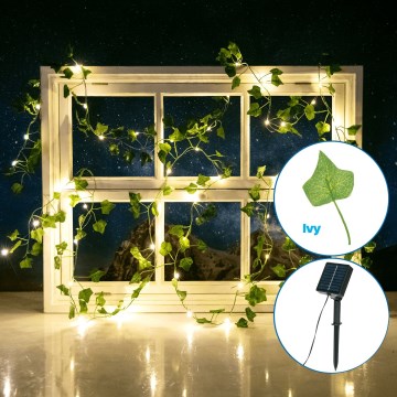 Aigostar - Catena LED solare 50xLED/7m IP65 bianco caldo ivy