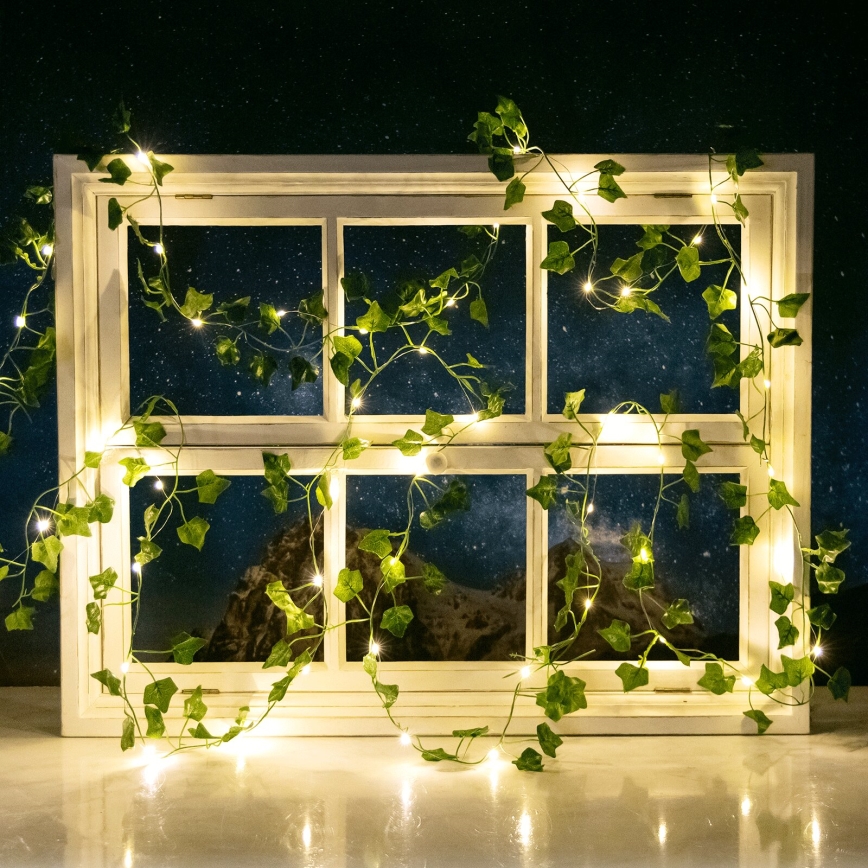 Aigostar - Catena LED solare 50xLED/7m IP65 bianco caldo ivy
