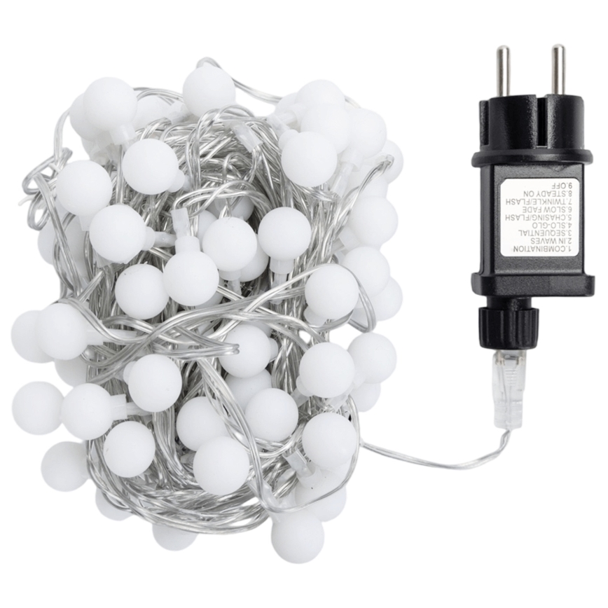 Aigostar - Catena luminosa LED decorativa per esterni 100 LED/8 funzioni 10m IP44 bianco caldo
