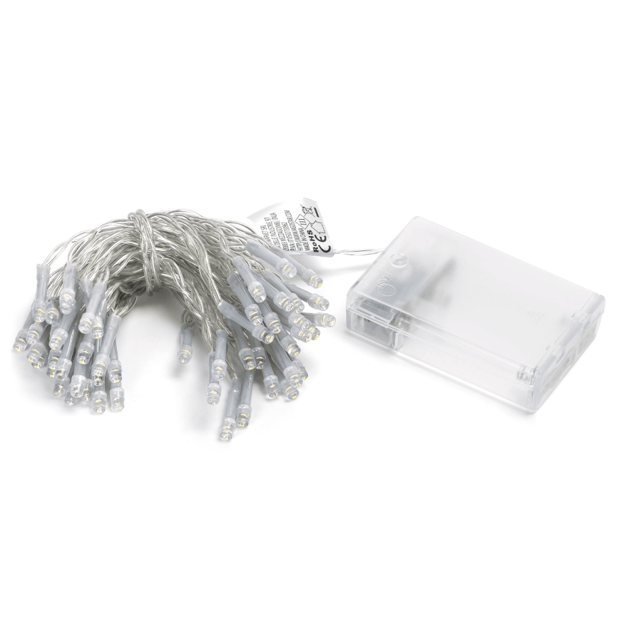 Aigostar - Catena luminosa di Natale a LED 50xLED/3xAA 5,3m bianco caldo