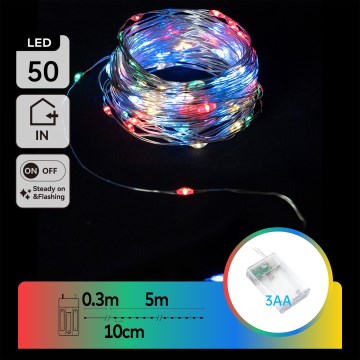 Aigostar - Catena luminosa di Natale a LED 50xLED/3xAA 5,3m multicolore