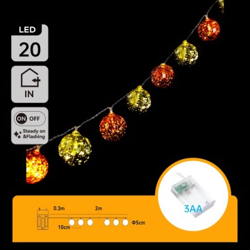 Aigostar - Catena luminosa LED 20xLED/3xAA 2 m bianco caldo