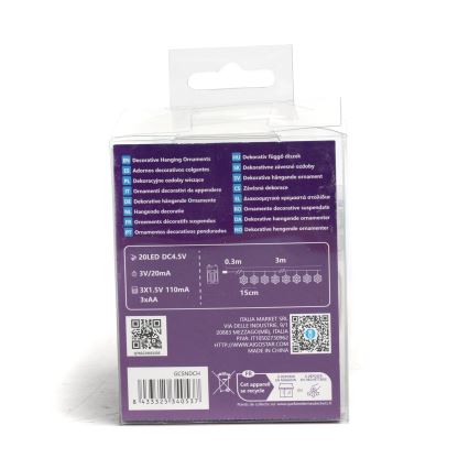 Aigostar - Catena luminosa LED 20xLED/3xAA, 3,3 m, fiocchi di neve
