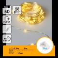 Aigostar - Catena luminosa LED da esterno 50 LED/8 funzioni 3xAA 5,3 m bianco caldo