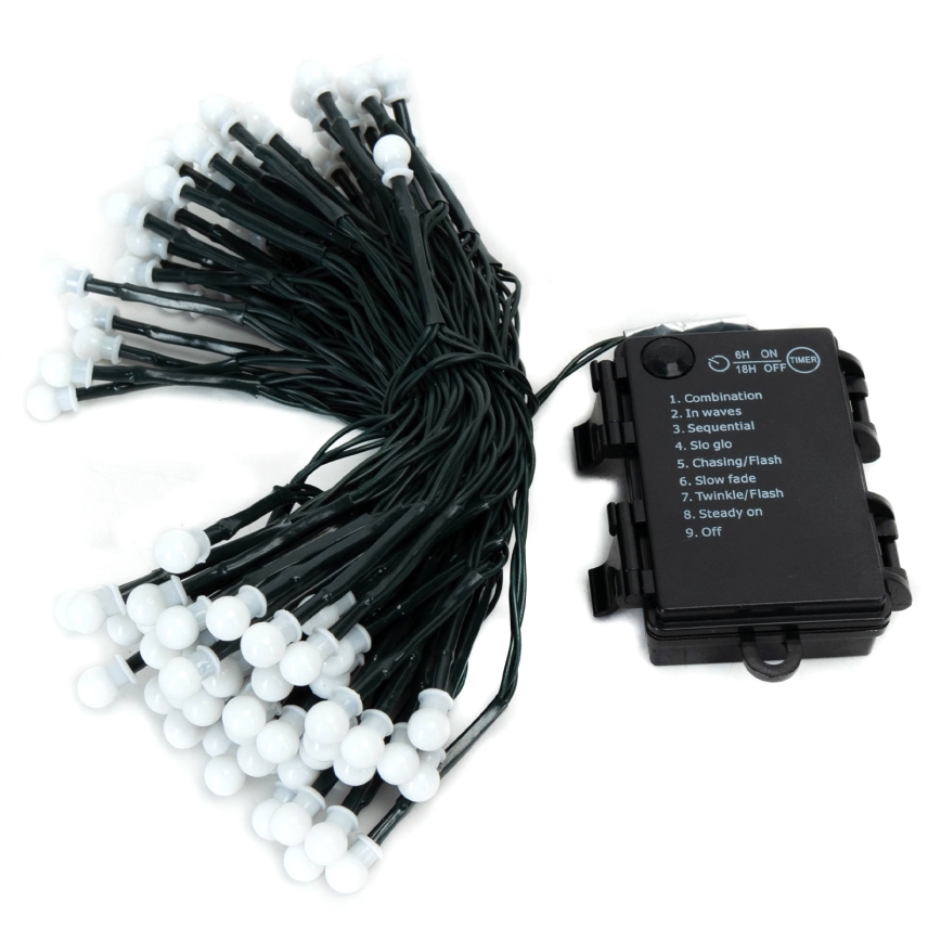 Aigostar - LED Catena luminosa natalizia da esterno 100xLED/8 funzioni 3xAA 10,3m IP44 bianco caldo