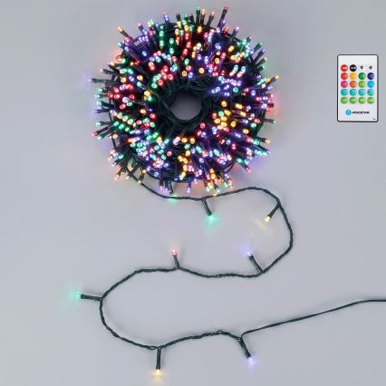 Aigostar - catena luminosa natalizia LED dimmerabile da esterno con sensore di movimento 100xLED/3xAA 12m multicolore + telecomando