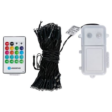 Aigostar - LED dimmerabile ghirlanda natalizia da esterno con sensore di movimento 100xLED/3xAA 12m bianco freddo + telecomando
