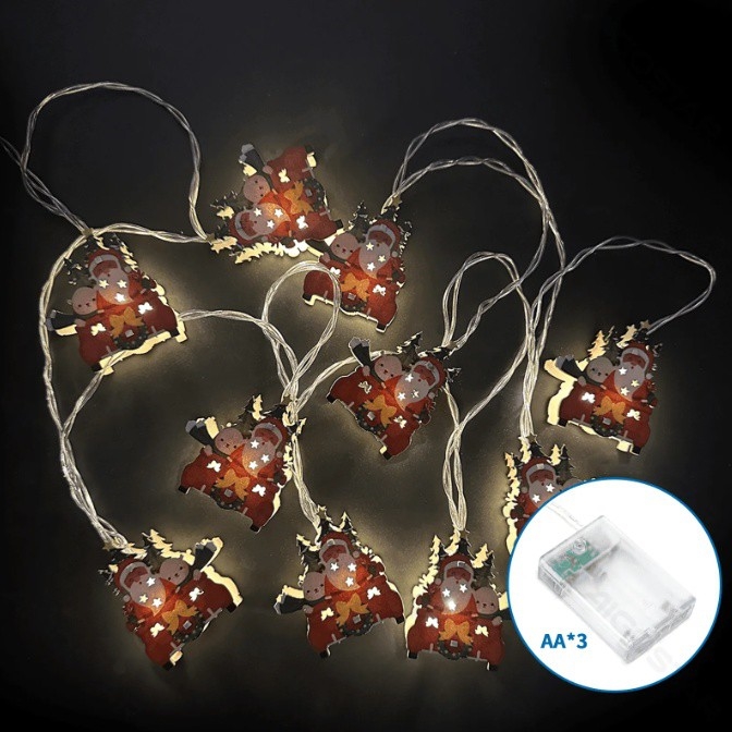 Aigostar - Catena luminosa LED natalizia 10xLED/3xAA 1,5m, luce bianca calda con decorazioni a forma di slitta