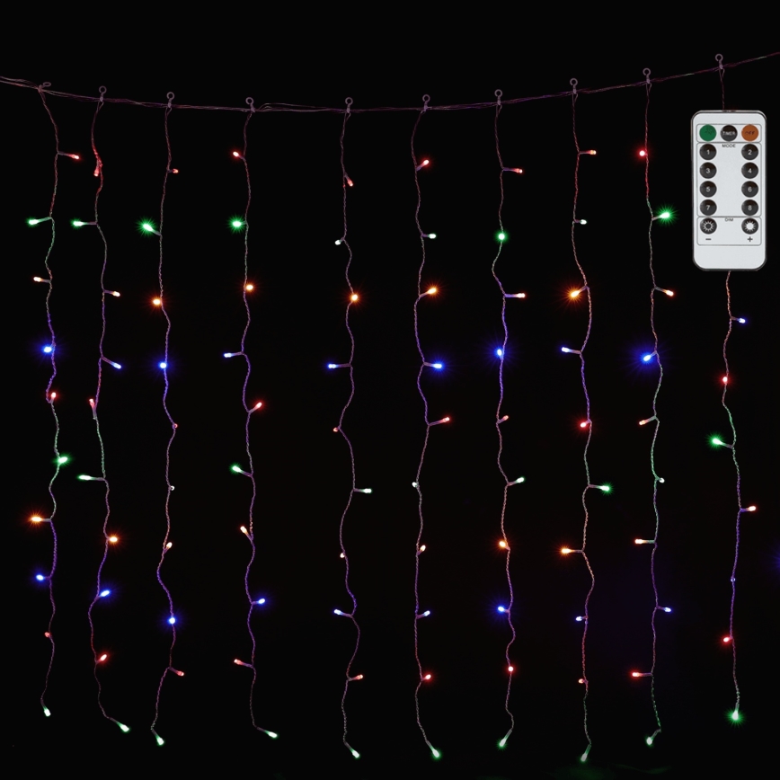 Aigostar - Catena luminosa LED RGBY per esterni, 300 LED / 8 funzioni, 3x1 m, IP44 + telecomando