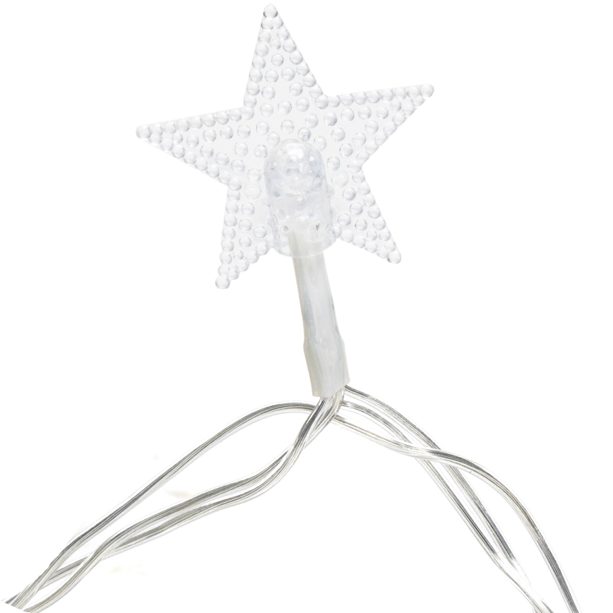 Aigostar - Catena luminosa natalizia a LED da esterno, 50 LED, 8 funzioni, 3x AA, 5 m, IP44, bianco freddo