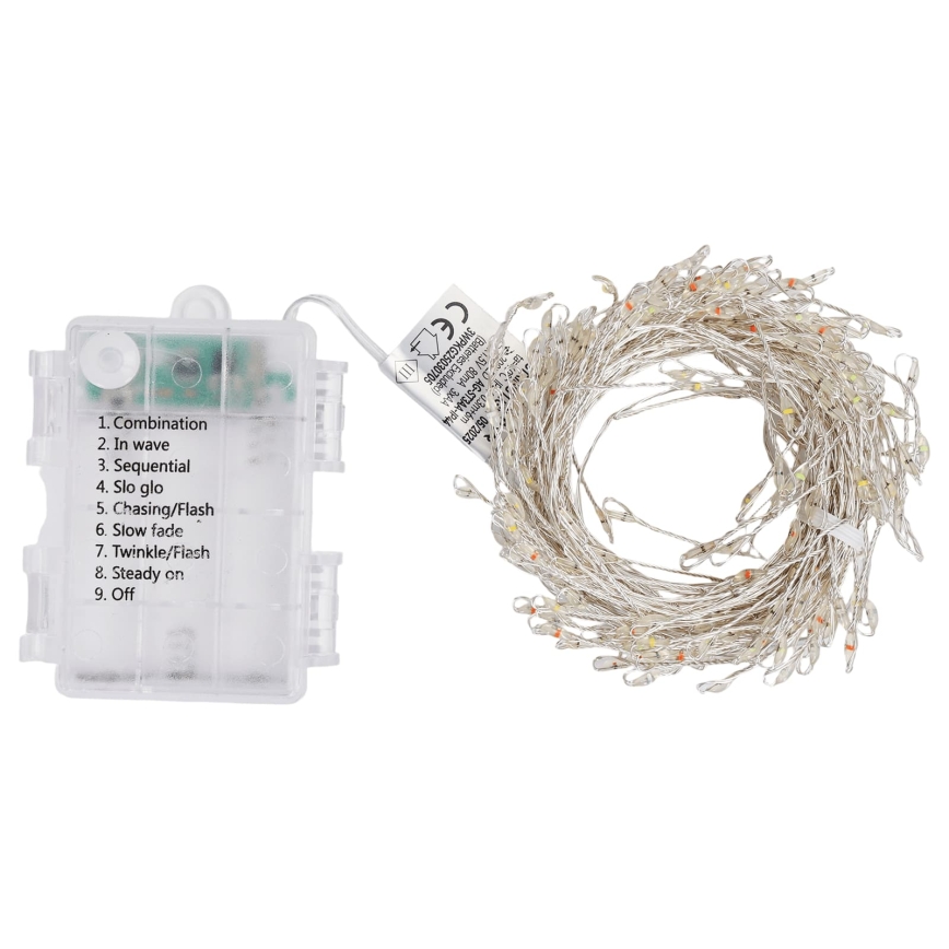 Aigostar - Catena luminosa natalizia a LED per esterni 200 LED/8 funzioni 3xAA 6,3m IP44 multicolore