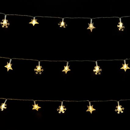 Aigostar - LED catena luminosa natalizia da esterno 50xLED/8 funzioni 3xAA 5m IP44 bianco caldo stelle